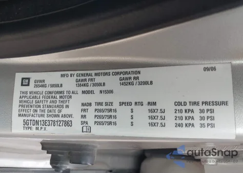 2007 Hummer H3 Suv z USA, uszkodzony, nr VIN 5GTDN13E378127863